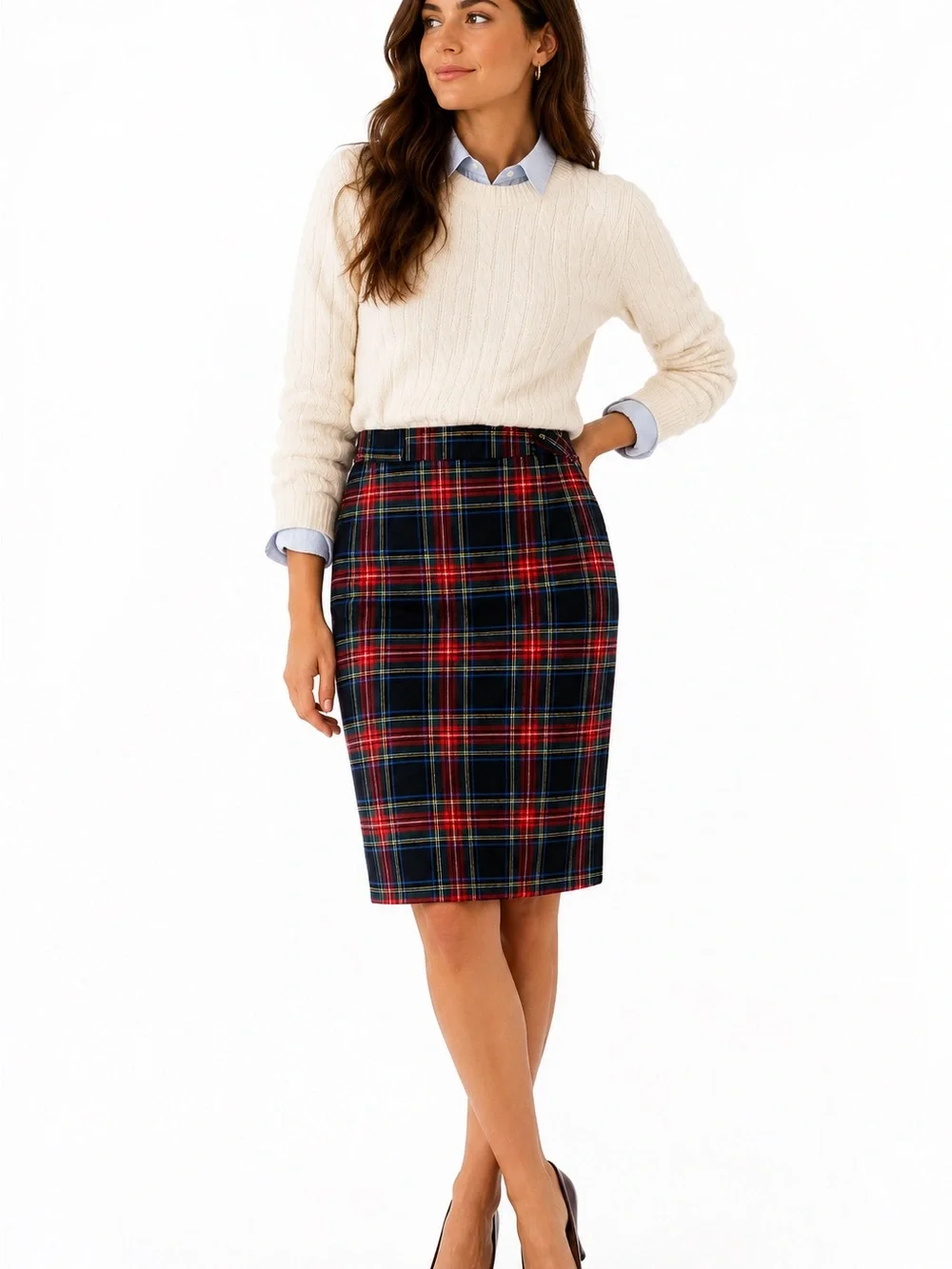 J. Crew Plaid Pencil Skirt Size 2 Red Blue Black Tartan Preppy Career - Picture 14 of 14
